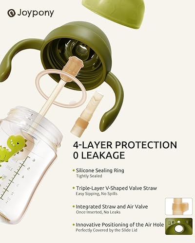 Miniatura 4 de Vasos para sorber para niños pequeños de 1 a 3 años, a prueba de derrames, con popote con asa, para bebés de 6 meses de edad, 2 popotes de silicona,