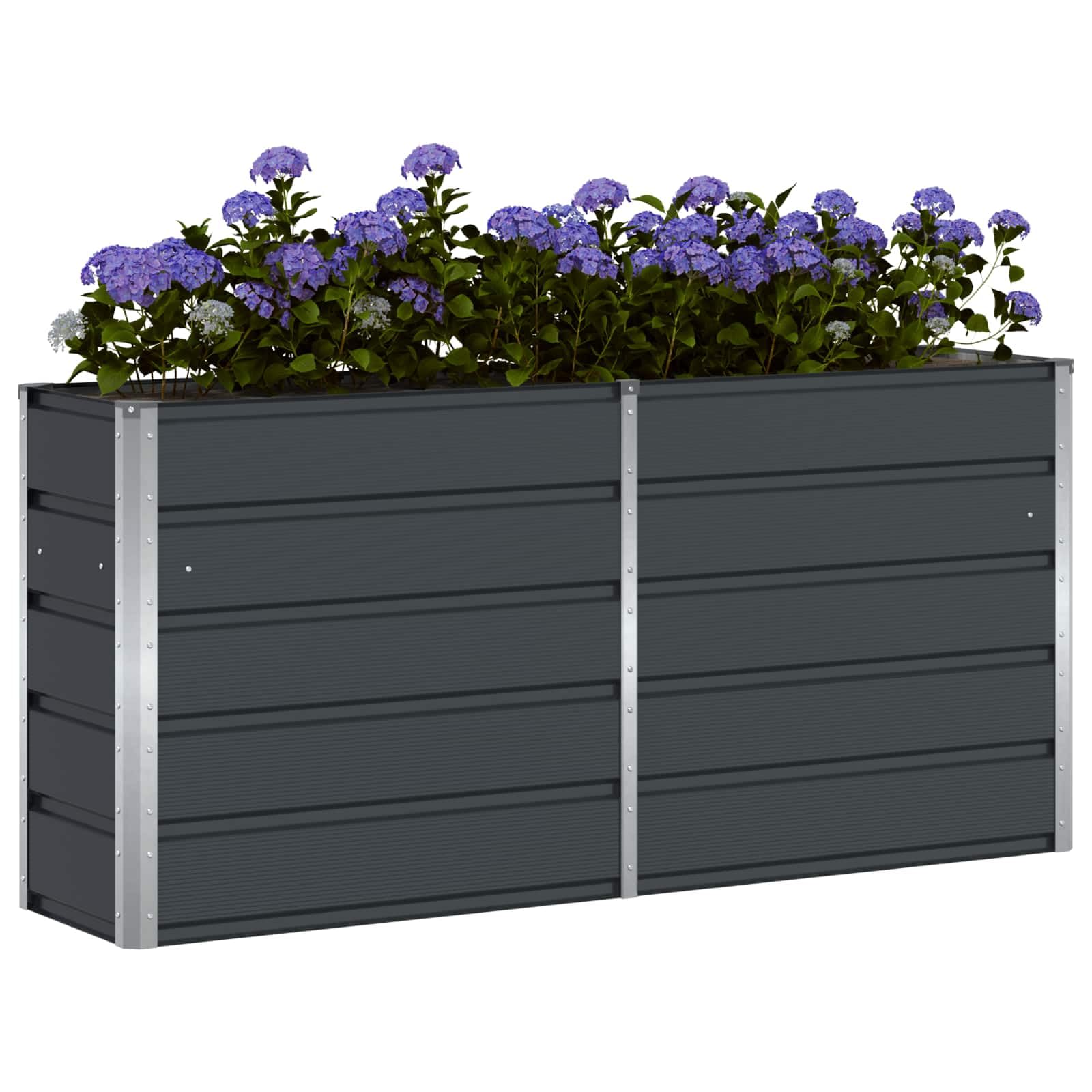 Pflanzkübel Anthrazit 160 x 40 x 75 cm - Großer Übertopf aus Stahl für Garten, Terrasse und Balkon - Modernes Pflanzgefäß im Industrial Design für Innen und Außen