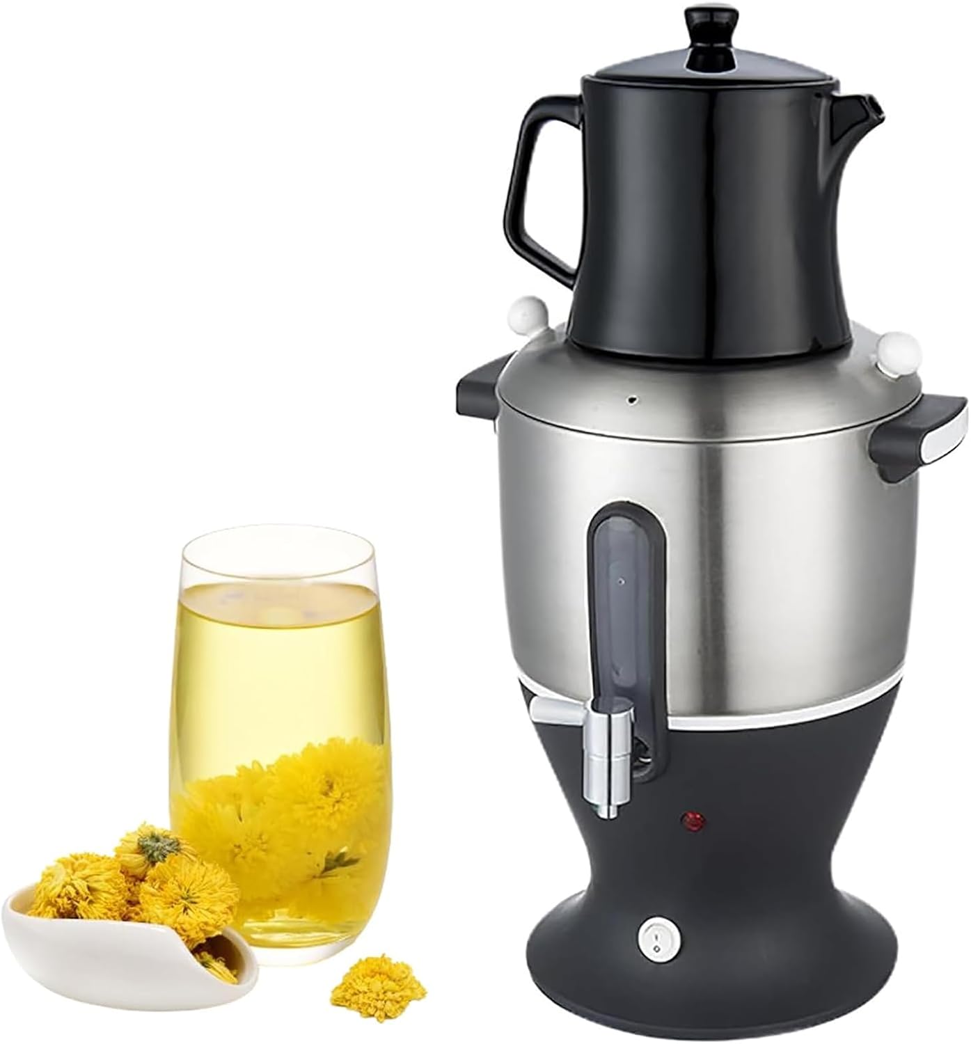 Electric Tea Maker with Keep Warm Function, Stainless Steel Double Pot Kettle for Turkish Tea and Coffee