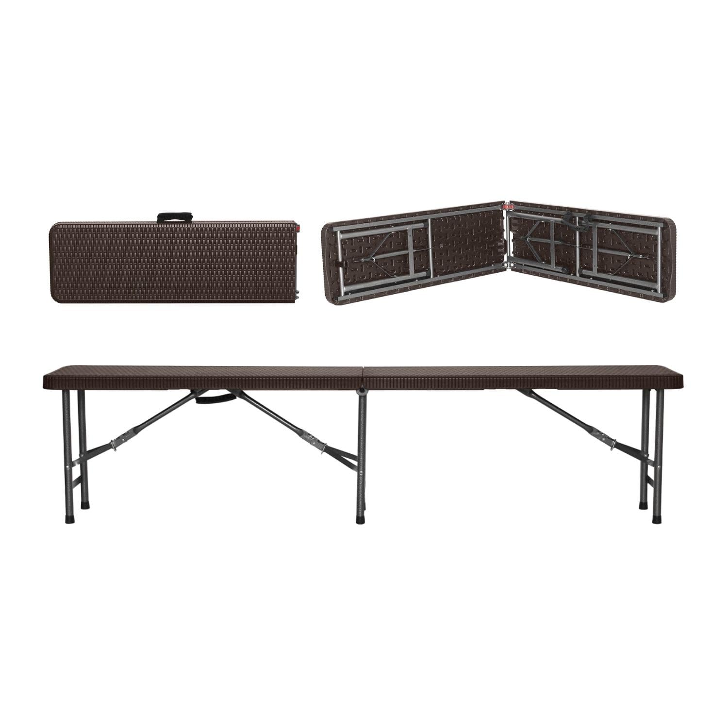 THINIA HOME Pack 2 Bancos Plegables Catering Efecto Ratán 180x30x43cm