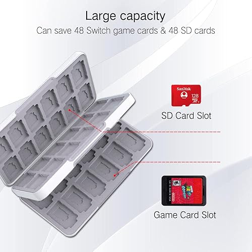Vista 3 de 48 Switch Game Card Case for Nintendo Switch OLED, Switch Lite, Cute 48 Game Holder Cartridge Case for Game Cards and SD Cards, Kawaii Portable