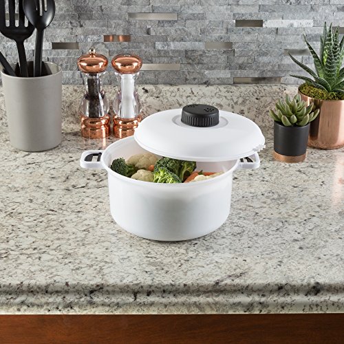 Handy Gourmet Micromaster Kitchen Microwave Pressure Cooker - White