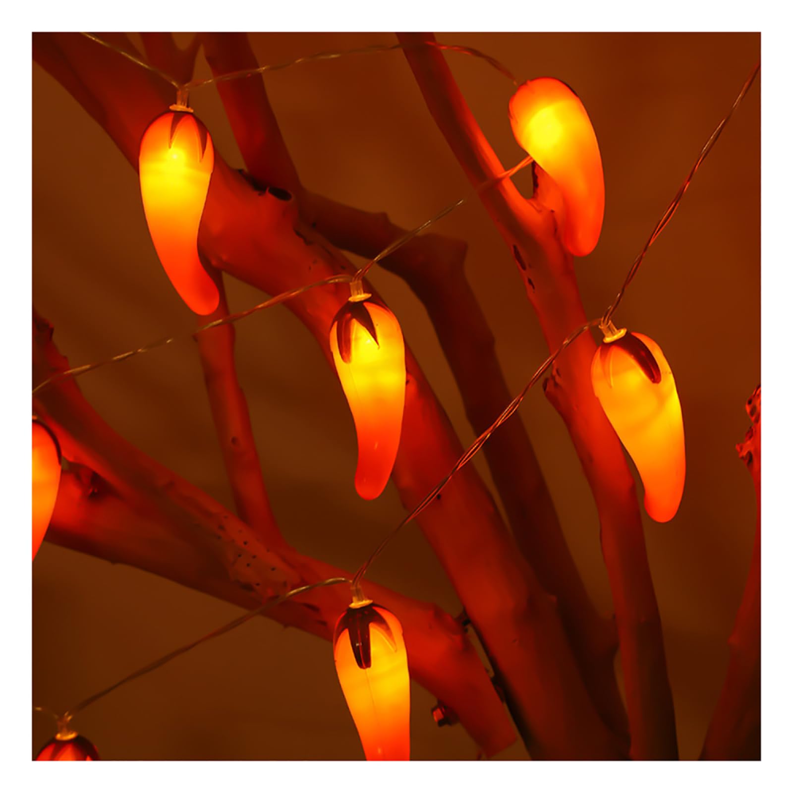Catena Luminosa Al Peperoncino Rosso|Luci Natalizie A Led In Filo Di Rame Bianco Caldo|Lampade Decor A Sospensione Serie Da Giardino Per Feste Di Natale,Bianco Caldo,10m(32.8 piedi)-80LED-USB