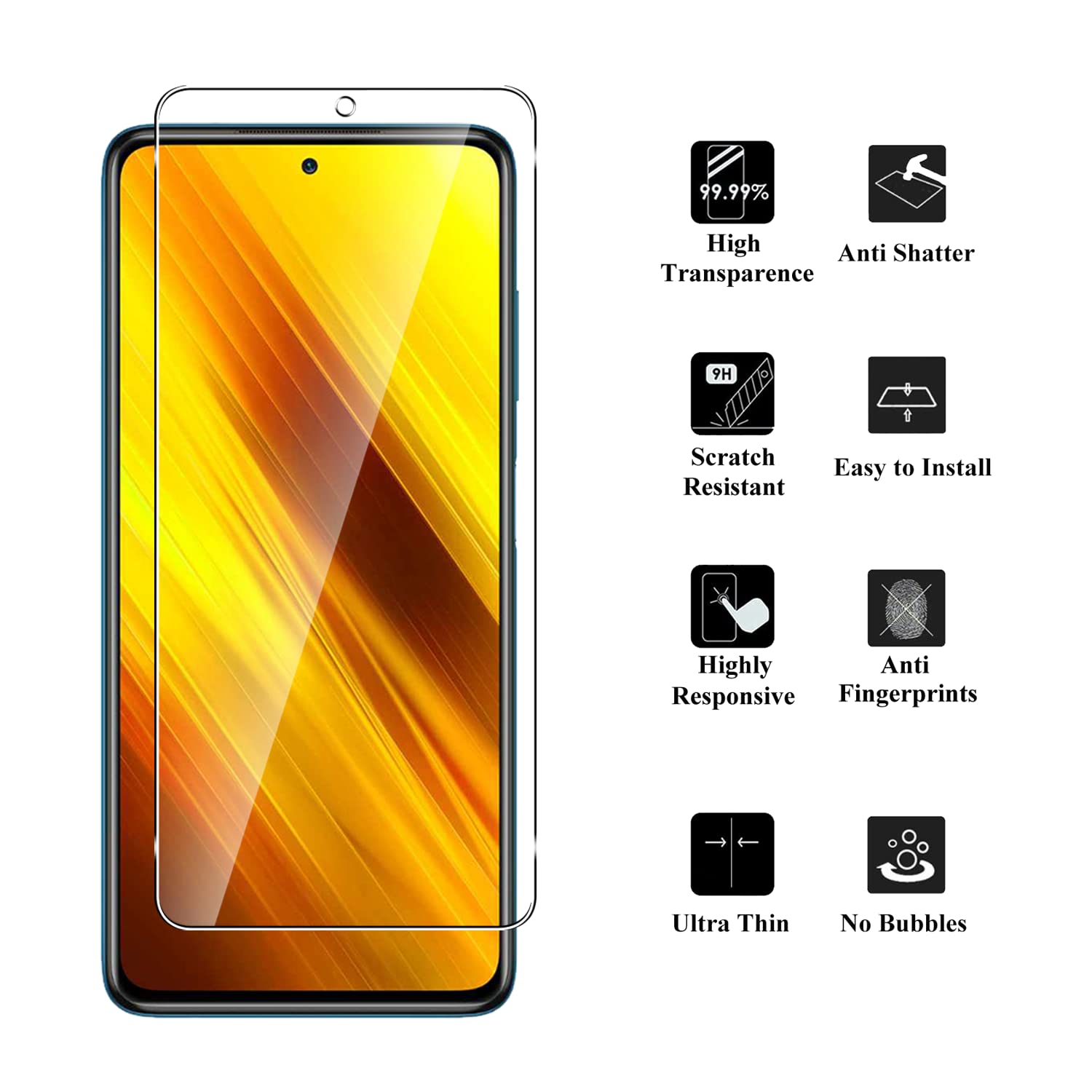 Oelrstfe Panzer Schutzglas Für Xiaomi Poco X3/X3 NFC/X3 Pro – 9H Härte, Ultra HD, Blasenfrei & Anti-Fingerabdruck