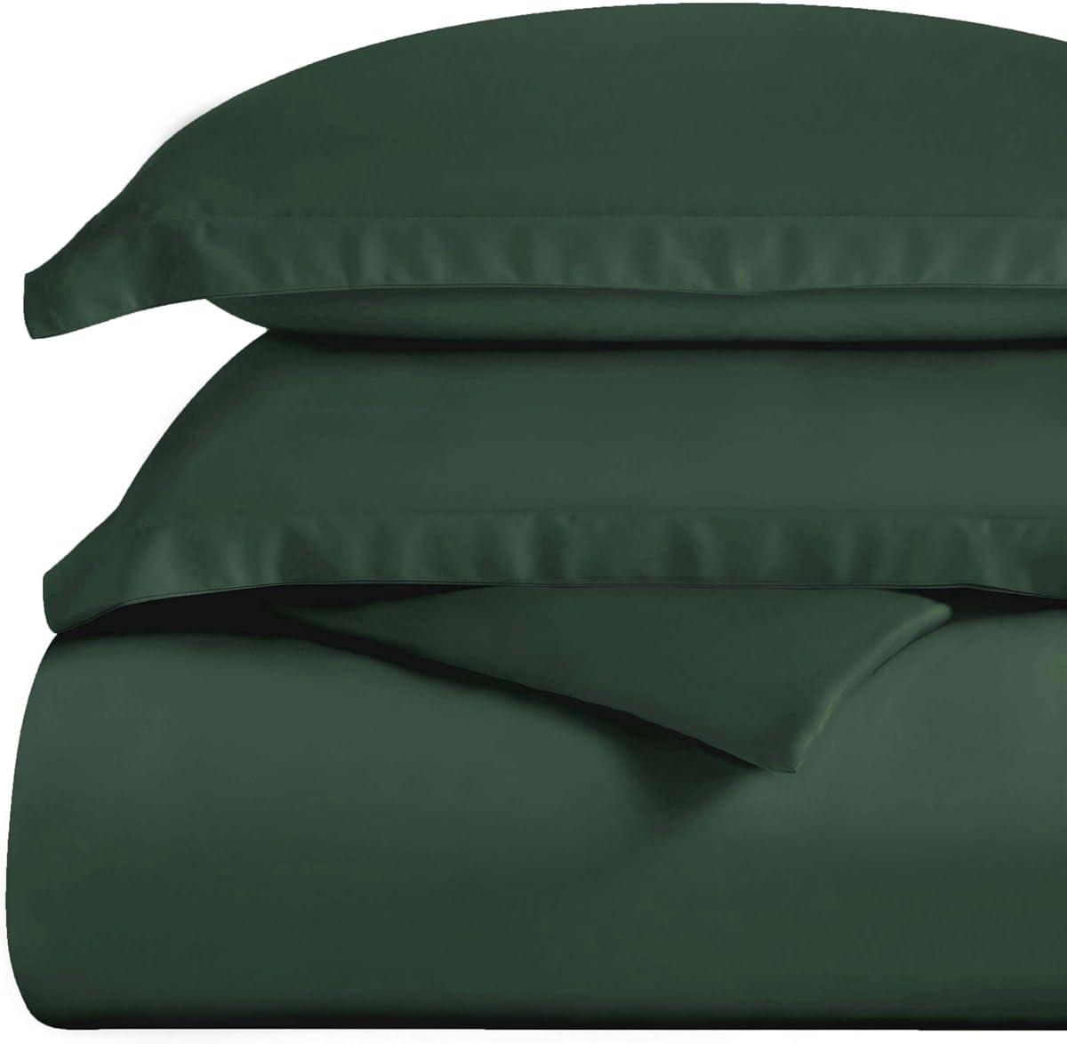 Superior Combed Cotton, 300 Thread Count 3 Piece Duvet Cover Set with 2 Pillow Shams, Single Ply Cotton, Soft and Luxurious Bedding Sets - Full/Queen Duvet Cover, Hunter Green