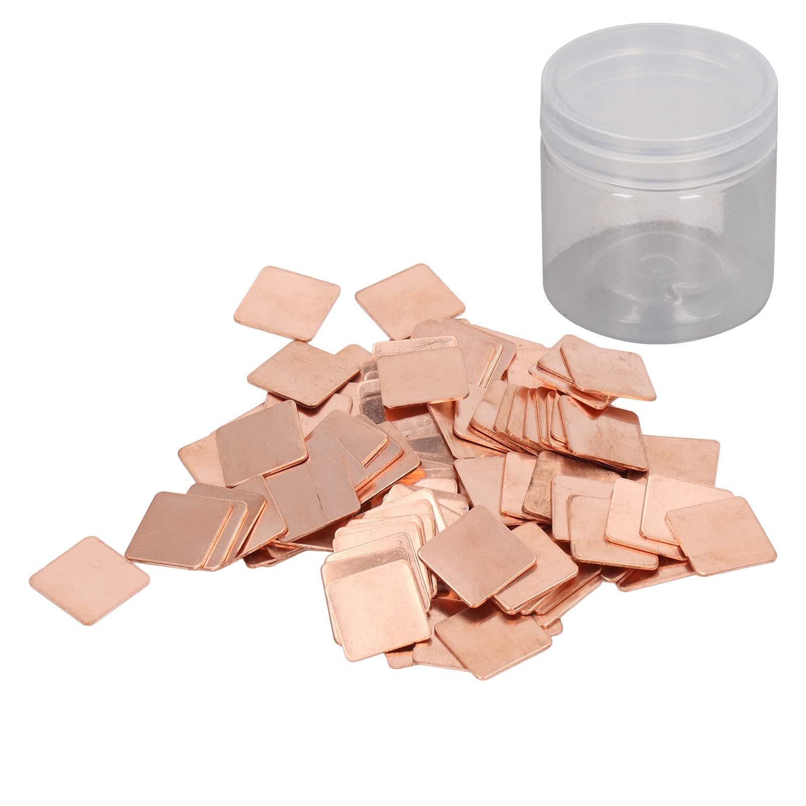 Cobre Shim Disipador de Calor Almohadilla térmica, Disipador de Calor Cobre 100 Piezas for PC CPU VGA RAM Varios tamaños con Caja Almacenamiento(20 * 20 * 1.0mm)