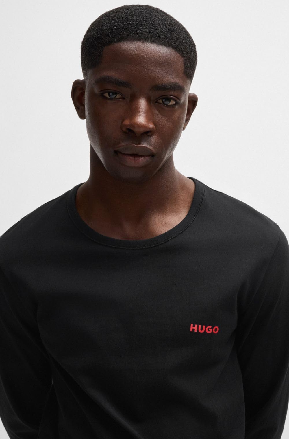 HUGO Męska koszulka LSShirt RN Triplet trzypak z długim rękawem z bawełny z logo, czarny (Black1), XL