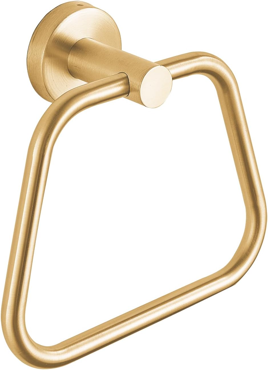 Bath Towel Ring, Bathroom Hardware Accessories, Heavy Duty 304 Stainless Steel Towel Holder, Contemporary Trapezoid Wall Mounted Towel Rack (Gold)