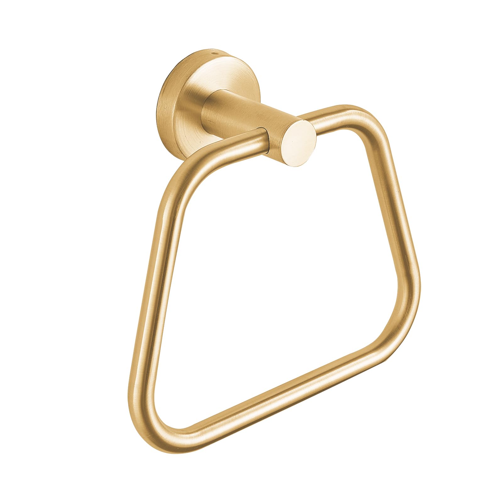 DIYZON Bath Towel Ring, Bathroom Hardware Accessories, Heavy Duty 304 Stainless Steel Towel Holder, Contemporary Trapezoid Wall Mounted Towel Rack (Gold)