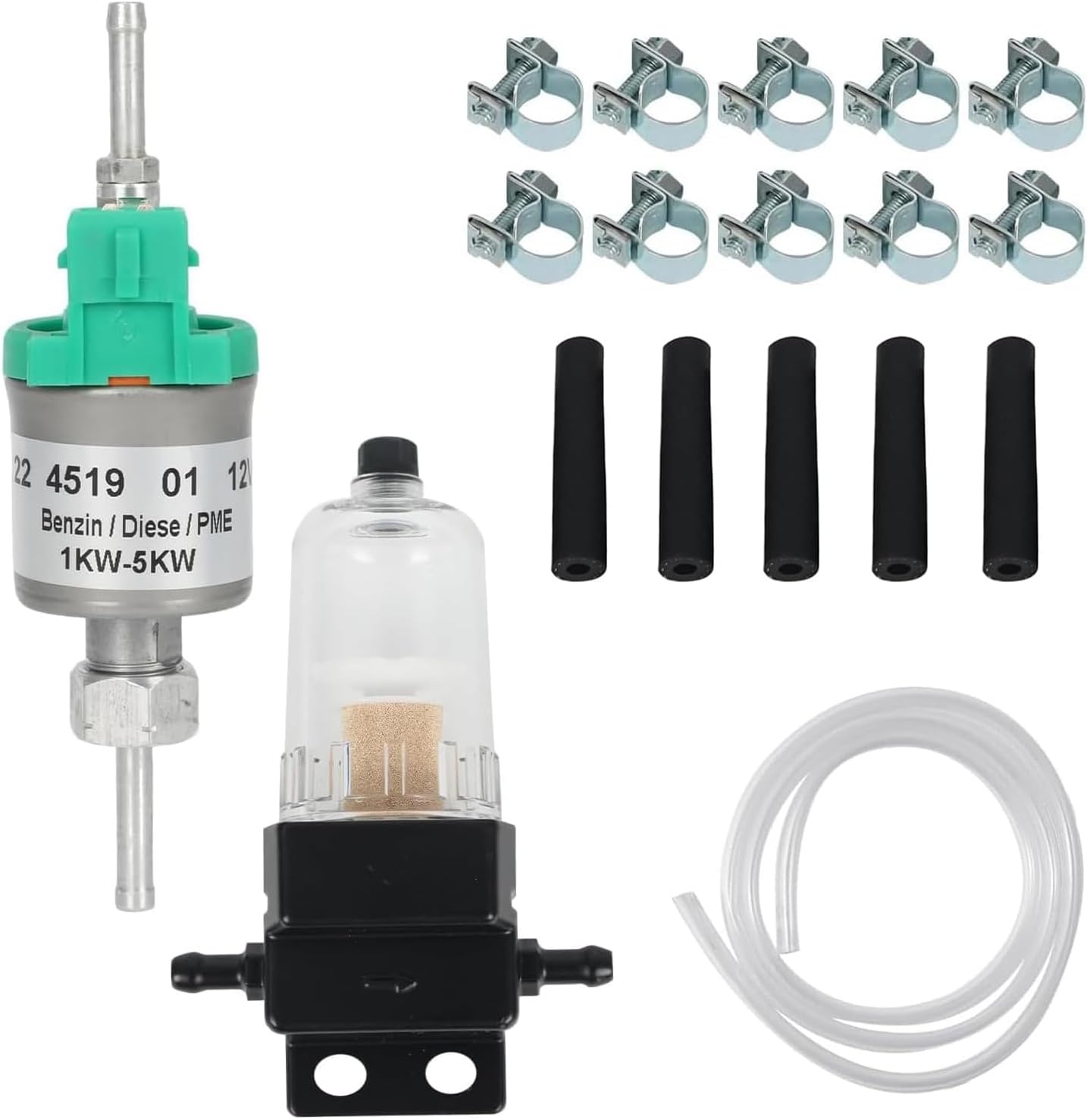 12V 22ml Diesel Parking Heater Fuel Metering Pump Diesel Dosing Pump with Fuel Filter Hose for Chinese Diesel Heater, for Eberspacher Airtronic D2 D4, for RV Camper Auxiliary Heater 1KW - 5KW Model