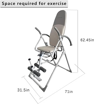Inversion Table with Adjustable Backrest and Ankle Support, Comfortable Cushioned Seat, Safety Belt, Foldable Exercise Equipment