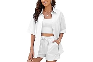 PEHMA Women's 2 Piece Outfits Summer Cotton Linen Two Piece Outfits for...