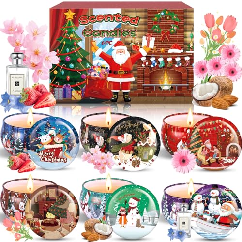 ZHHGOO Duftkerze Set,6 Stück Christmas Scented Candle...