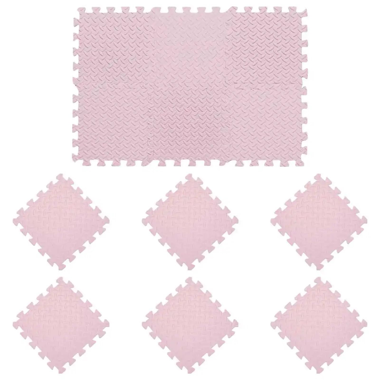 6 uds 30 * 30cm Alfombra de Suelo Rompecabezas colchón Manta Espuma EVA Juego Educativo para Gimnasio(Pink)