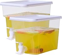 BEWBBAT 2 Pack 1.3 Gallon Fridge Drink Dispenser with Leak-Proof Spigot - BPA-Free Plastic for Juice, Lemonade, Iced Tea & Parties