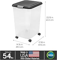 Vista 3 de IRIS USA - Recipiente hermético de 50 libras/69 cuartos de galón. IRIS USA WeatherPro - Contenedor hermético para alimentos para mascotas, con Negro
