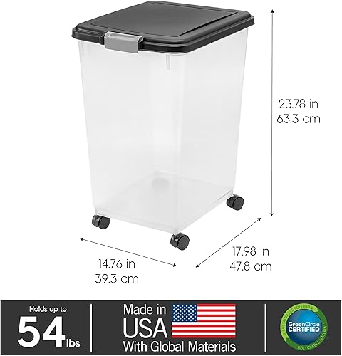 Miniatura 3 de IRIS USA - Recipiente hermético de 50 libras69 cuartos de galón. IRIS USA WeatherPro - Contenedor hermético para alimentos para mascotas, con ruedas