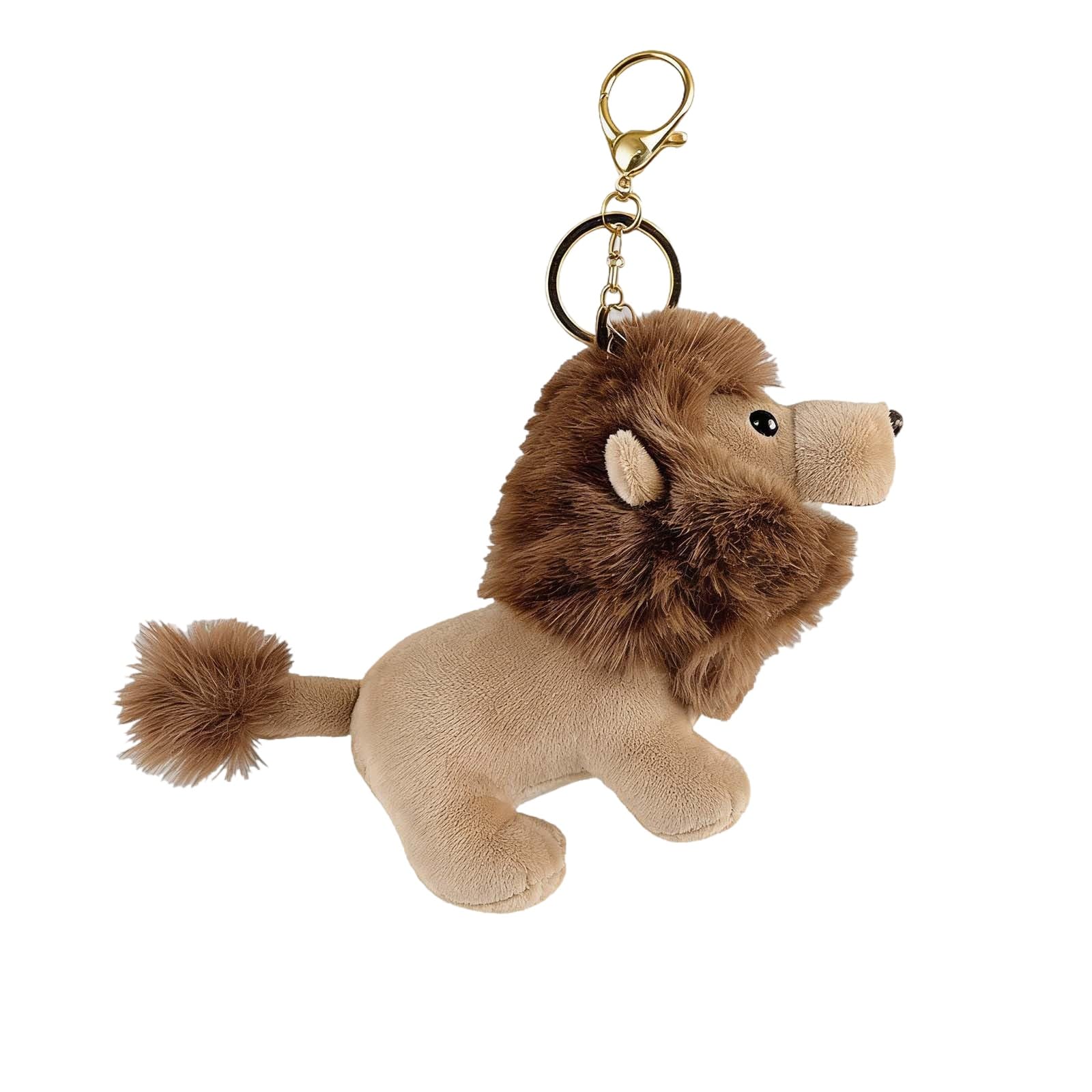 Litwlly Women's Light Brown Lion Plush Keychain Cute 3.9" Inch Lion Bag Purse Charms Soft Backpacks Keyring Accessories For (Light Brown)
