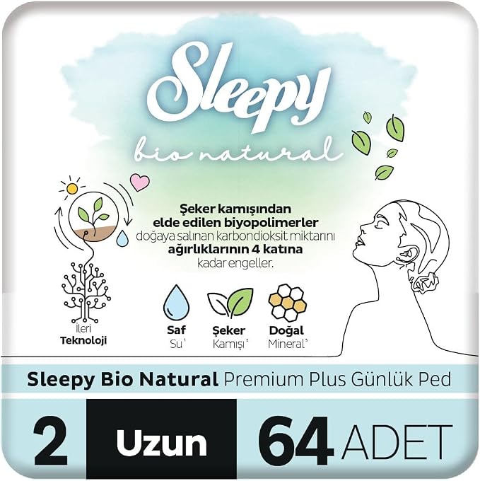 Sleepy Bio Natural Premium Plus Günlük Ped Uzun 64 Adet Ped