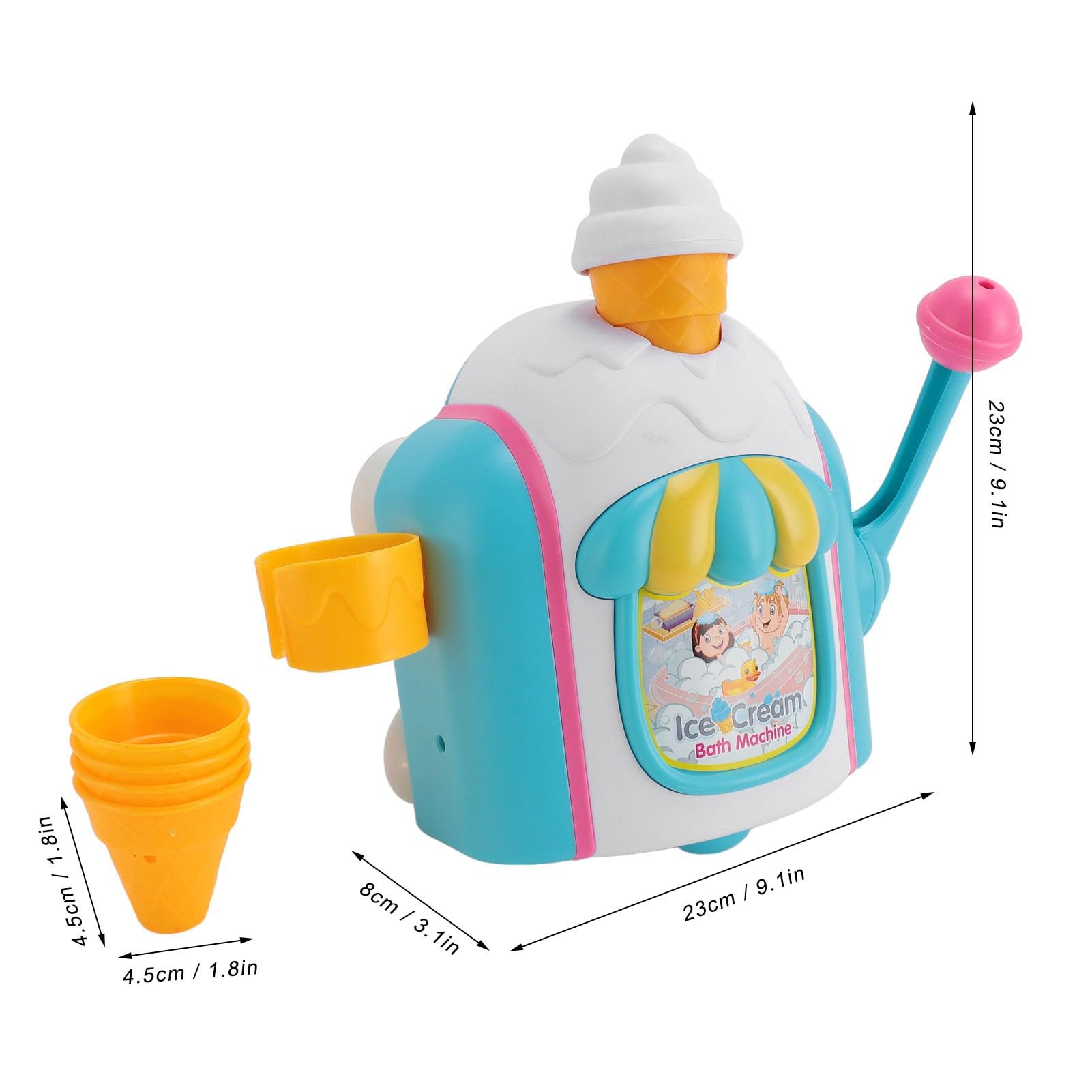 Sorandy Toddler Bath Toys, Bath Ice Cream Toy, Bubble Maker for Kids, Fun Bathtub Time Foaming Play Toys, Ideal for 3-8 Years Old Girls Boys, Birthday Gift & Holiday — view 9