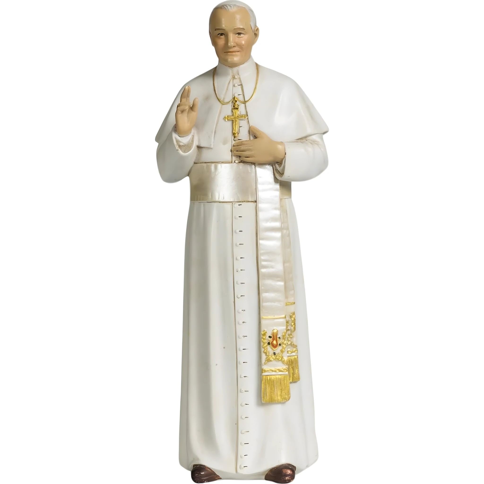 Dolfi | Pope John Paul II in Wood Pulp 15 cm | Hand-Coloured Wood in Val Gardena | Nativity Figure