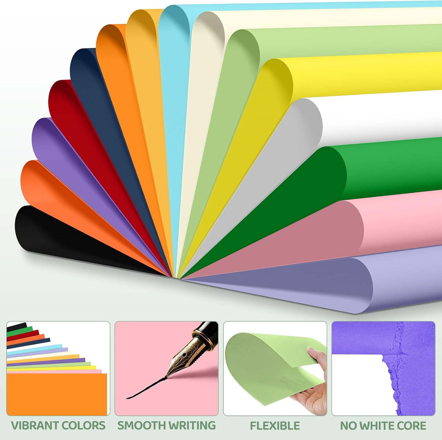 30 Sheets 8.5 X 11 Inch Colored Cardstock, 15 Vibrant Colors Premium Construction Paper, 180GSM 8.5x11 Inch Printer Paper Perfect for Crafts, School Projects, DIY Cards & Home Use