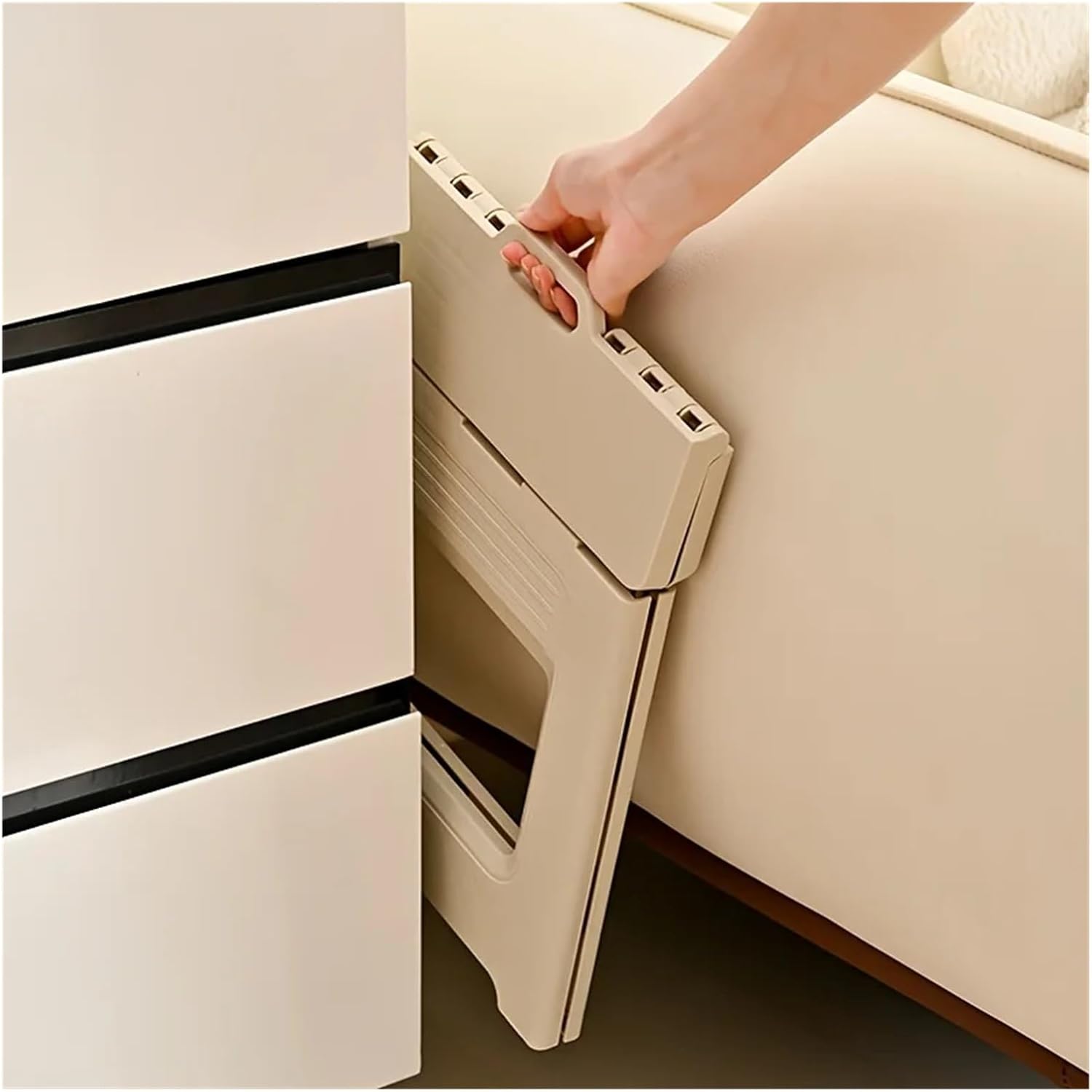 Portable Adjustable Stool, Non-Slip & Durable. for Home, Kitchen, Bathroom, Travel, Fishing. Lightweight & Space-Saving(White)