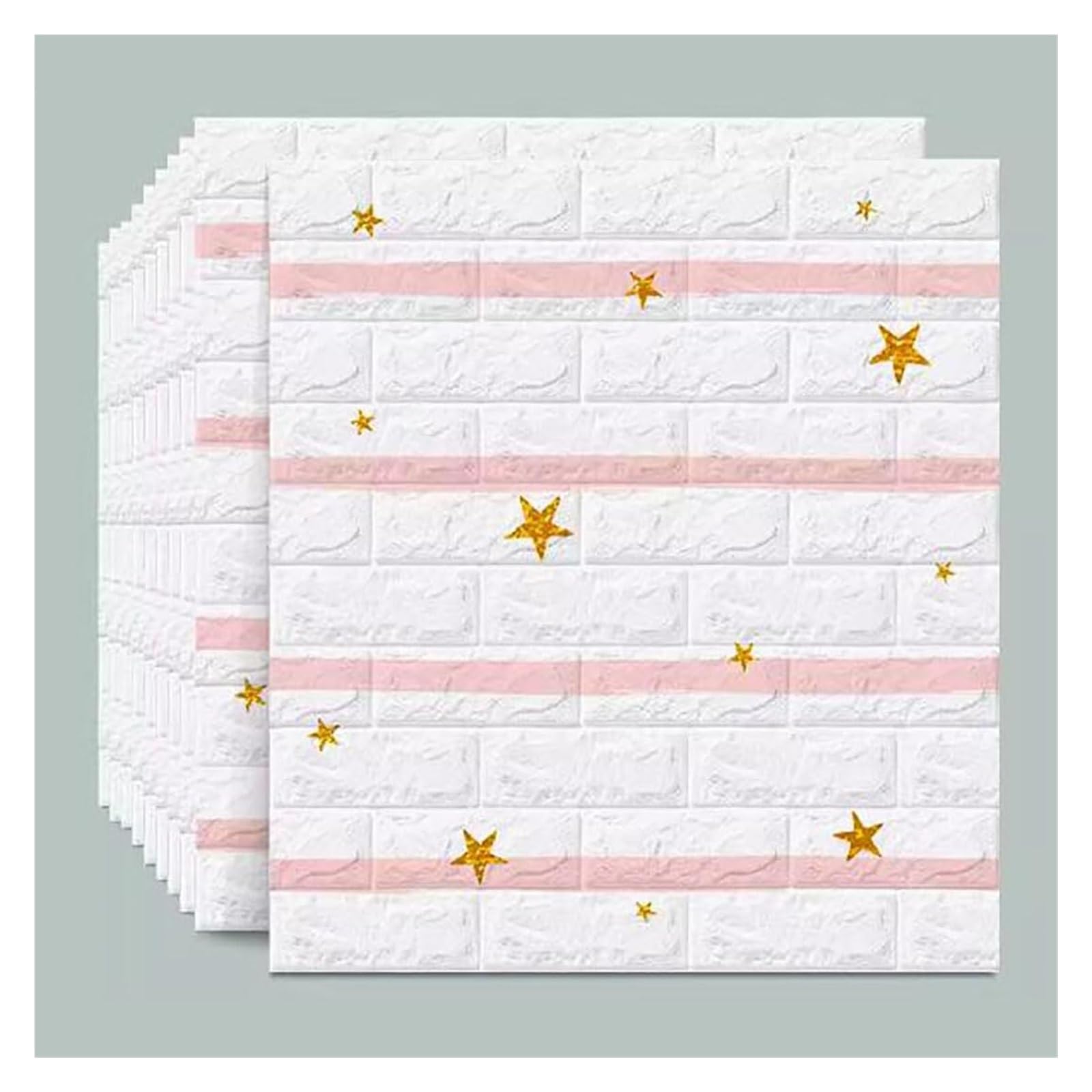 LKLNKVL self-adhesive wallpaper, Wall panel， 10 Pcs WhiteTile Wallpaper with Self-Adhesive Waterproof Brick PE Foam Panel(E)