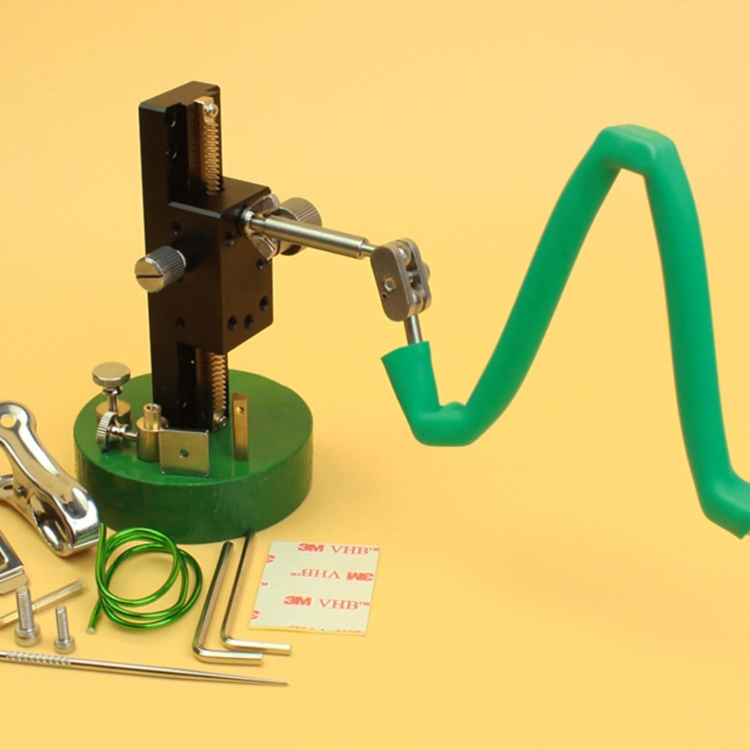 Stop Motion Animation Winder Rig, regolatore lineare di animazione stop-motion, braccio universale 30 cm, altezza binario 10 cm, avvolgimento tubo verde braccio piegato, per animatori, fotografia