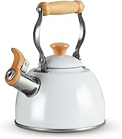 Vista 9 de ROCKURWOK - Tetera para estufa, tetera con mango ergonómico de tacto fresco, tetera de acero inoxidable de grado alimenticio, hervidor de té