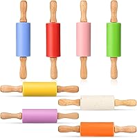 Vista 38 de Mini Rodillo de Silicona para Niños, Superficie Antiadherente Mango de Madera, 9 Pulgadas Paquete de 2
