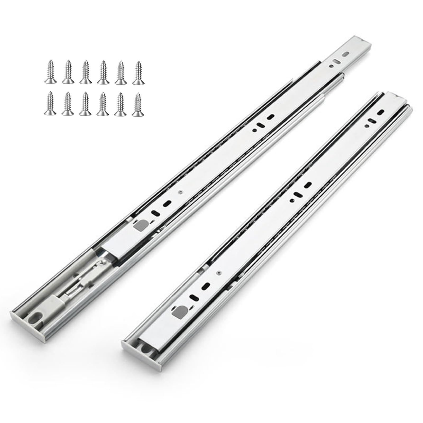 Kegoupdys Guide per Cassetti 4 Paia (8 Pezzi) Binari Cassetti Scorrevoli, 300mm (12Inch) Guide Telescopiche con Estrazione Completa e Chiusura Morbida, Portata 45 kg Viti incluse Argento.