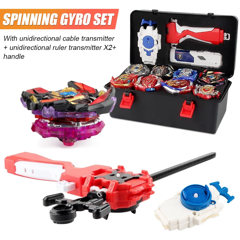 12 en 1 Set de Toupie Gyros Turbo, Toupie avec Lanceur Kit, 4D Set de Toupies de Combat pour Enfants de 6, 7, 8, 9, 10, 11 et 12 Ans, Cadeau d'anniversaire ou de Noël