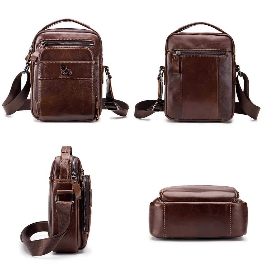 pundarika Bolso de hombro de piel auténtica para hombre, bolsas de hombre pequeñas para hombre, bolso cruzado, bolsa de mensajero, correa de hombro ajustable