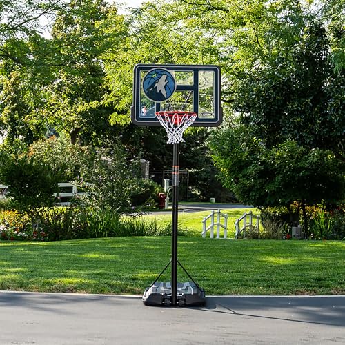 Image of Lifetime NBA Minnesota Timberwolves Portable Basketball Hoop, Adjustable Height 7.5-10 Ft, 44 Inch Shatterproof Fusion Backboard, Base with Wheels