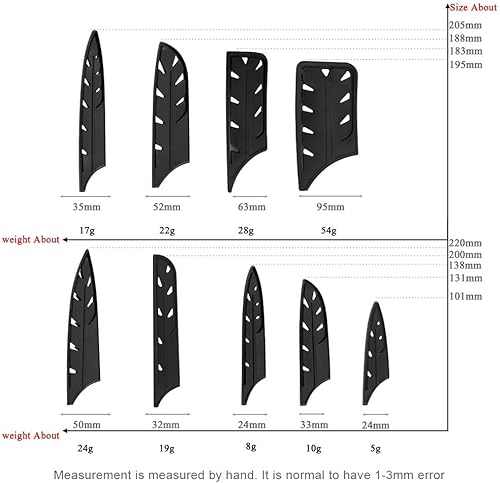 Miniatura 2 de XYJ 9 piezas de plástico cubiertas de cuchillo mangas protector de borde protector de hoja para cuchillo de chef de cocina