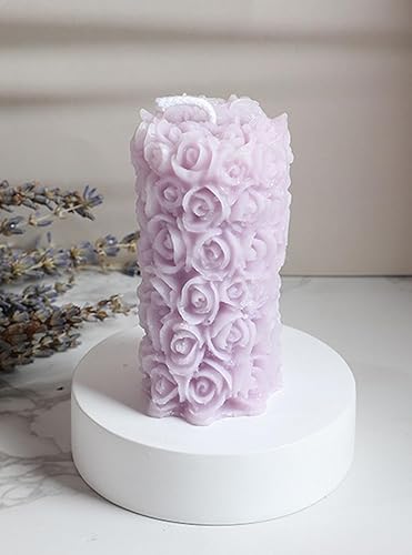 Miniatura 7 de Vela perfumada estética en racimos de rosas, 2.16 onzas (2.12 oz) tallada a mano de cera de soja, vela decorativa para mesa, fotografía, día de San