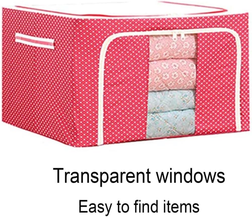 Oxford Fabric Storage Box with Steel Frame for Bed Sheets Storage Box Foldable Keep in Your Storage beds Closets wardrobes Storage cabinets Store Clothes (Pink (Cherry) 100L) image 4