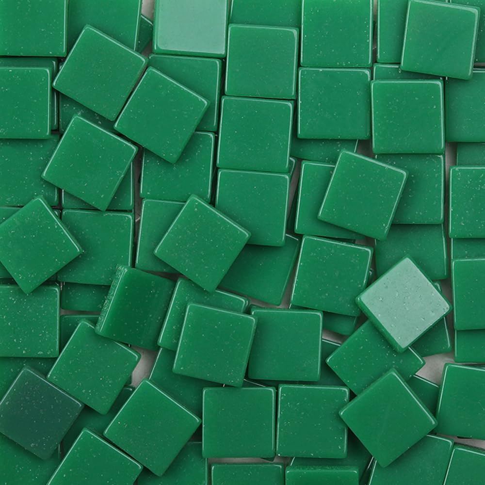 Leliafleury 100Pcs Green Mosaic Tiles 1cmx1cm Resin Square Mosaic Tiles Mosaics Pieces for DIY Crafts Home Decoration