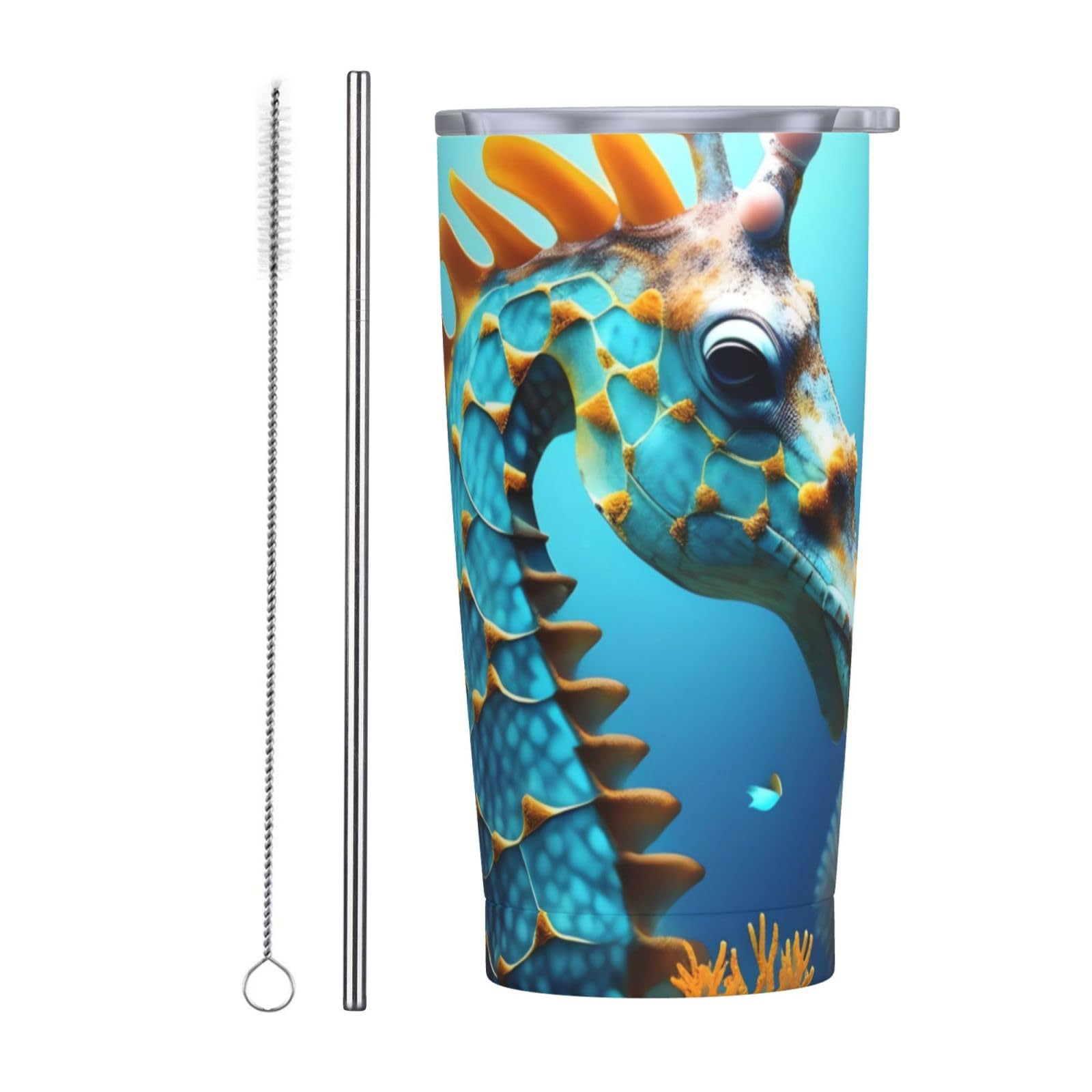 STejar Blue Seahorse Cup With Lid 20oz Stainless Steel Double Wall Vacuum Insulated Tumblers Coffee Travel Mug Birthday Christmas Cups For