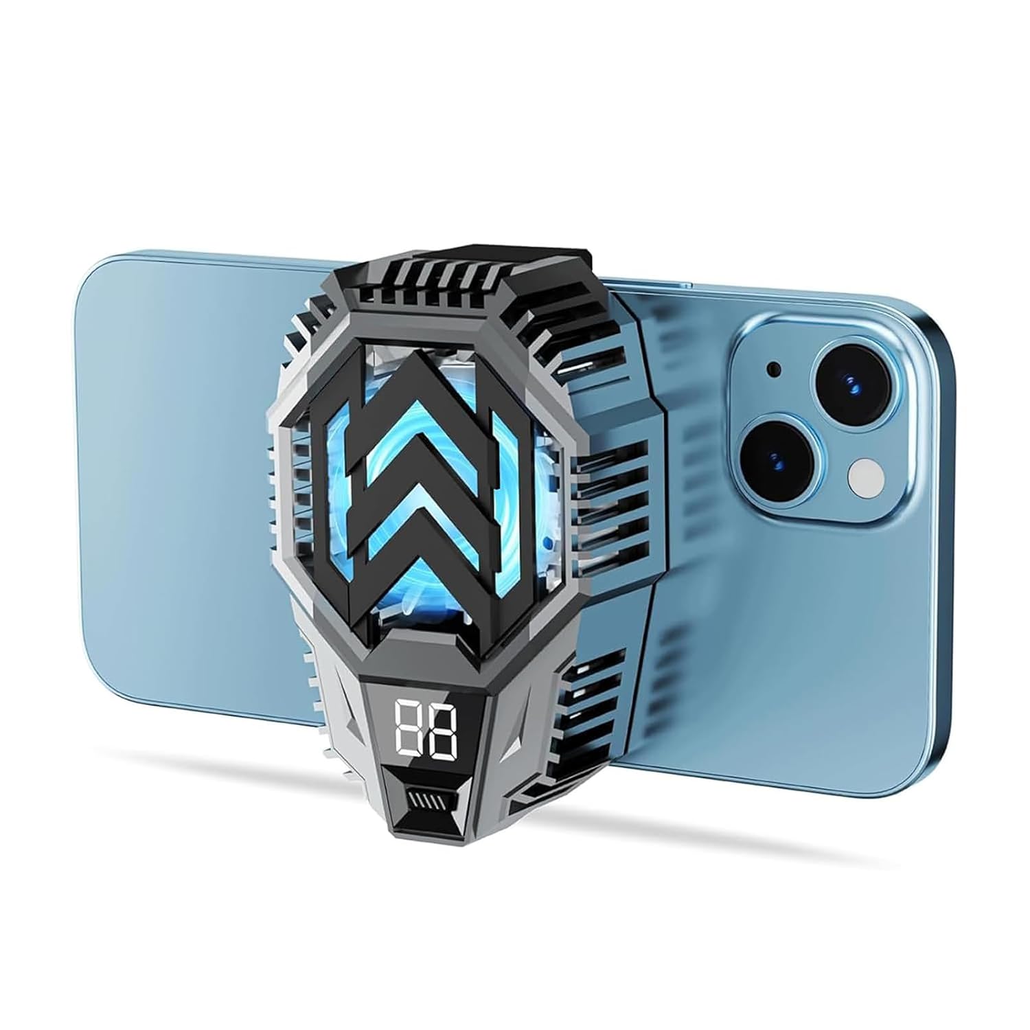 Exclusive Deal on Tazweeq Semiconductor Phone Cooler, Gaming Cooling Fan with Temp Display, Dual-Mode Android/iOS Compatible, Live Streaming &amp; Mobile Gaming Chill Pad (Black/Blue) - Amazon KSA Deals