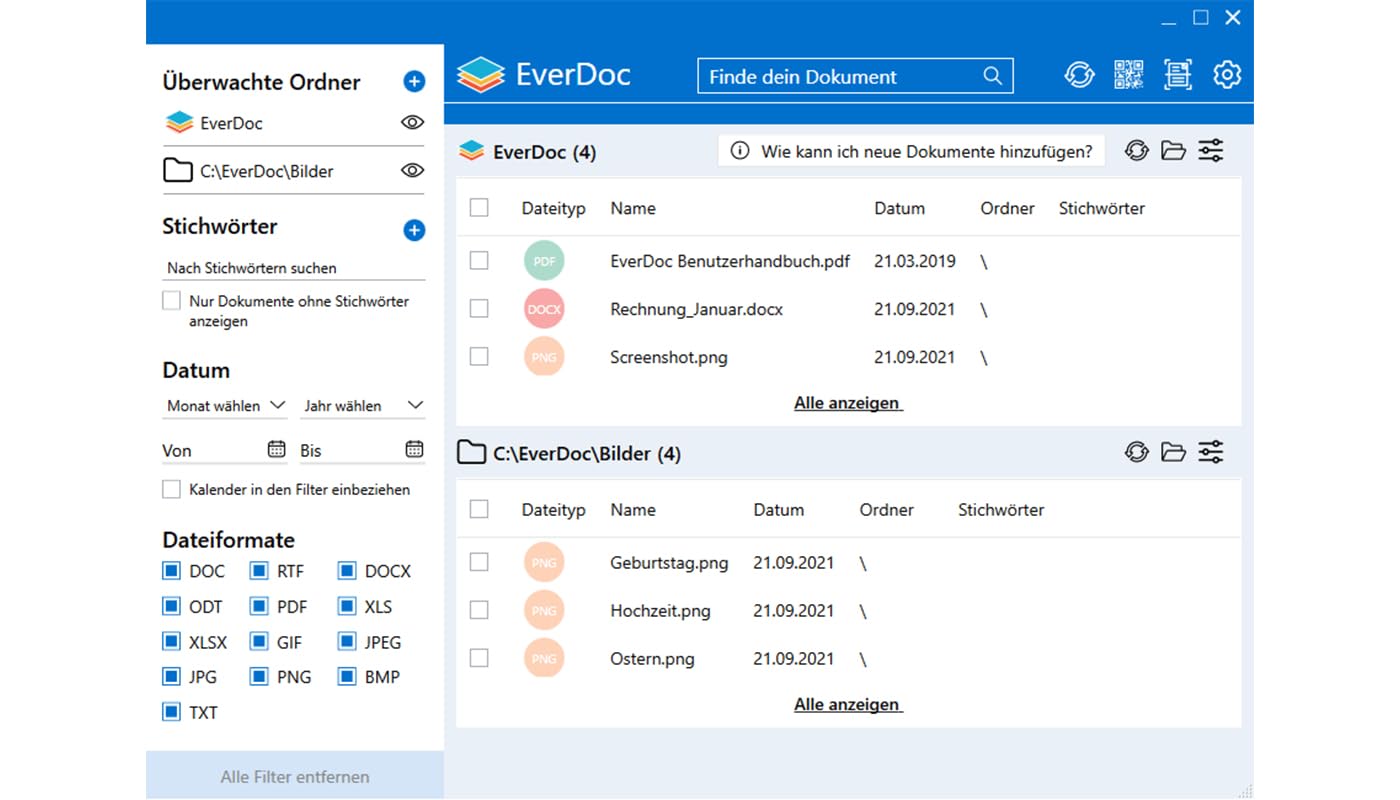 EverDoc 2025 Dokumentenverwaltung OCR-Texterkennung - PC-Version inkl App für Android + iOS - Lebenslange Lizenz - kein Abo - Win 11, 10, 8.1