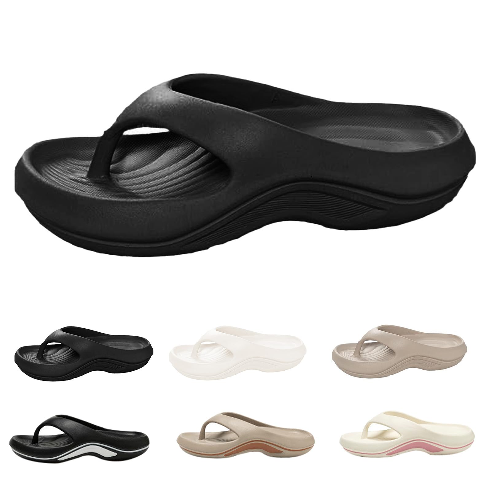 Flip Flops with Arch Support for Women Pillow Slides Plantar Fasciitis Beach Flip Flops Womens Orthopedic Sandals Comfortable Walking Platform