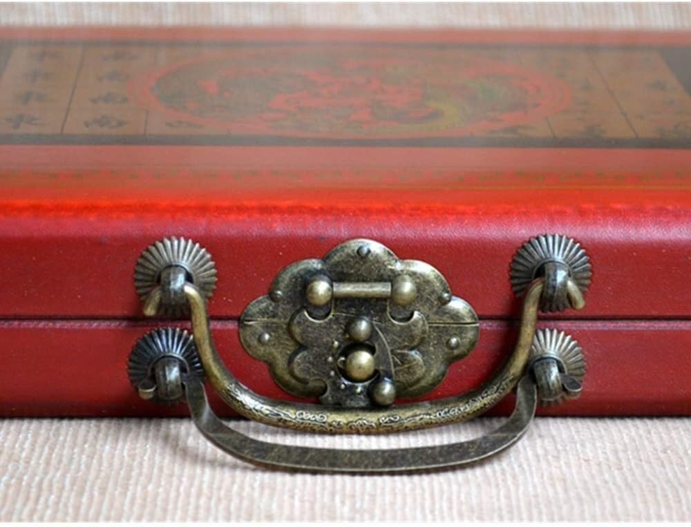 Juego de Mahjong Antiguo Mini Juego de Mahjong con Estuche de Madera Caja de Regalo Retro pequeña de Mahjong
