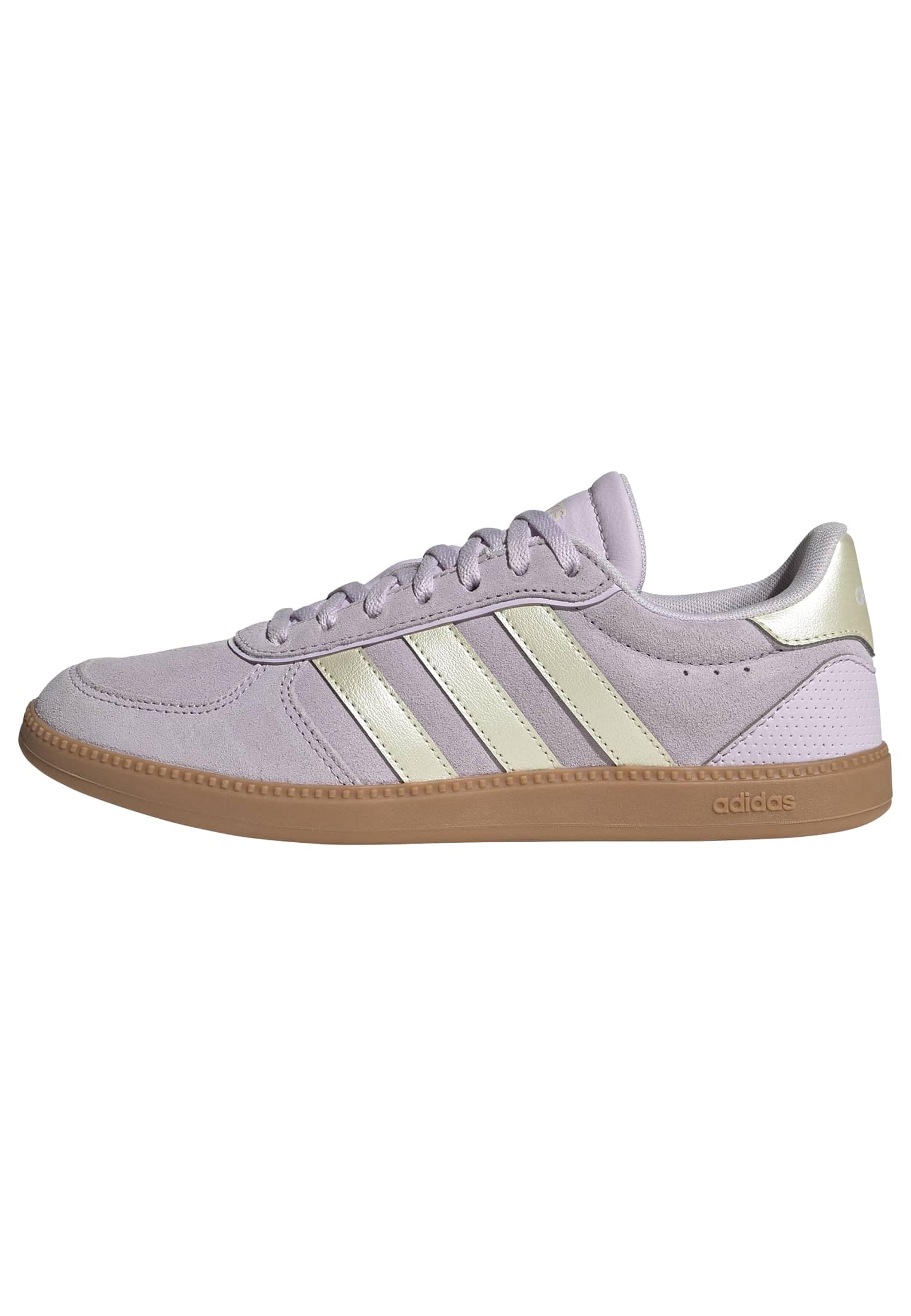 adidas Women's BREAKNET Sleek Shoes, ice Lavender/Ice Gold Met./GUM10, 3.5 UK