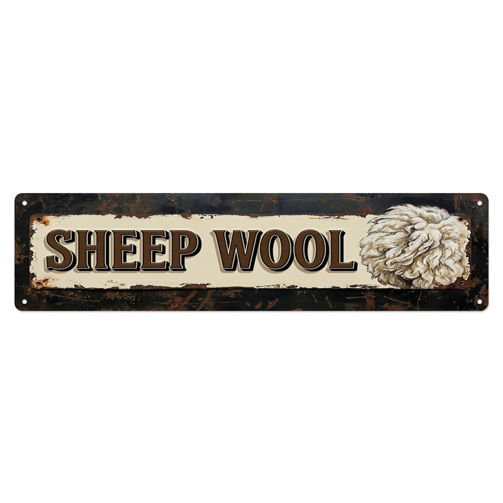 Vintage Sheep Wool Raw Farmhouse Metal Tin Sign