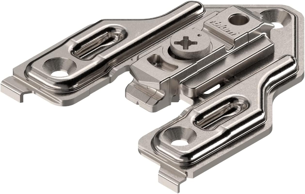 0mm Off-Center Mounting Plate for Face Frame Cabinets with Height Adjustment, Compatible with Clip Top & INSETA Hinges (8-Plates)