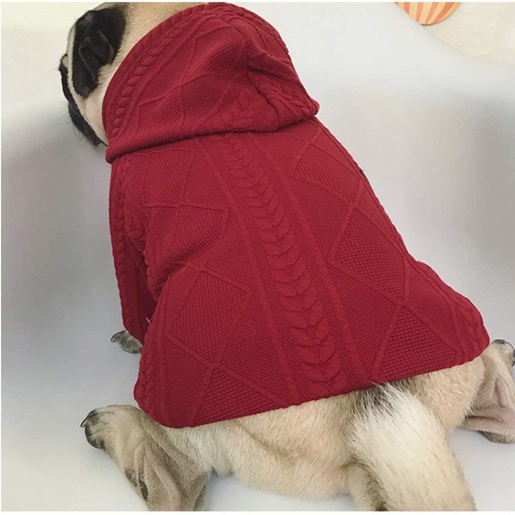 meioro Suéter de Perro Ropa para Mascotas con Capucha y Cremallera Ropa para Perros y Gatos Paño Tibio para Perros Cachorro Bulldog Francés Pug（L,Rojo）