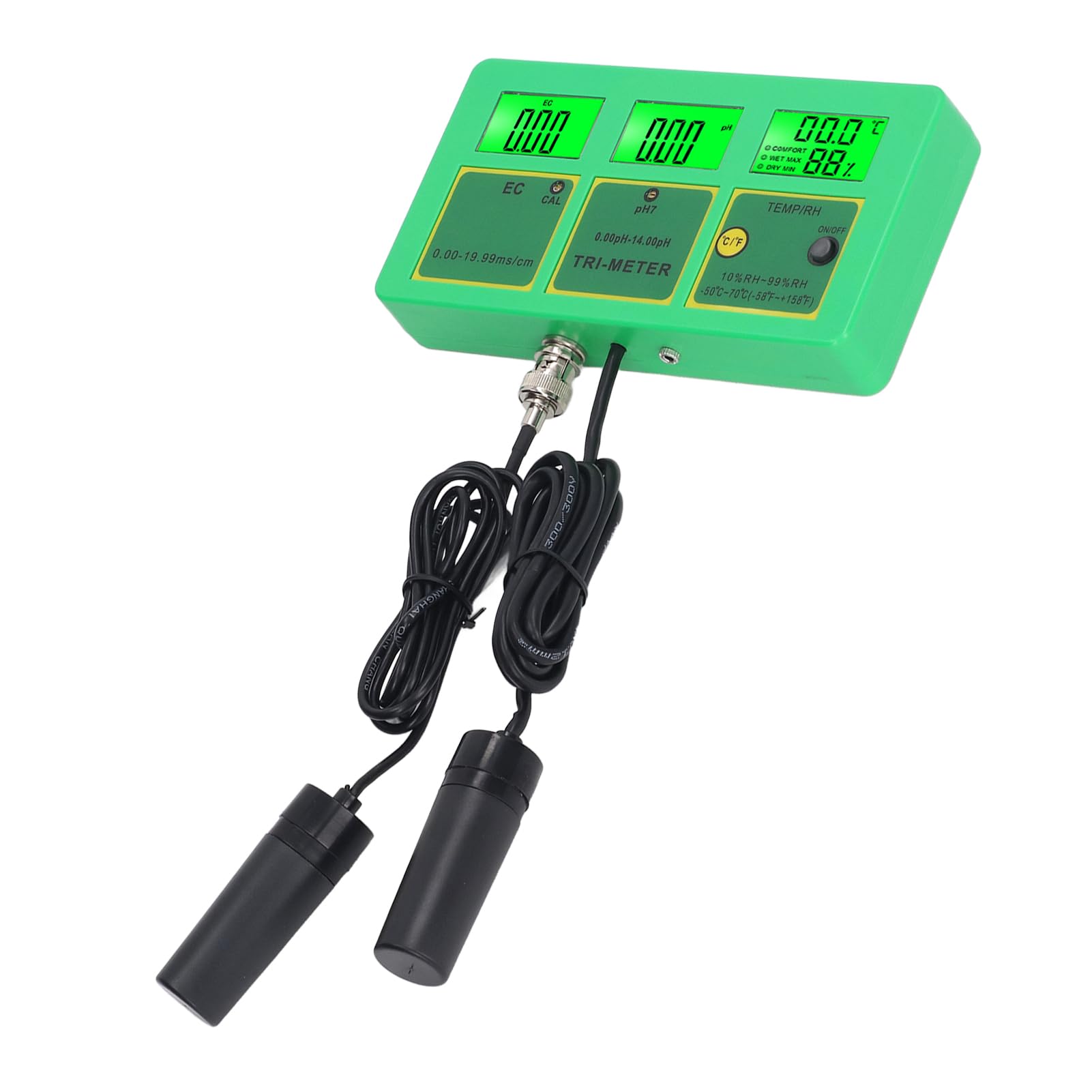 Chrees Monitor de Calidad del Agua EC PH Tester Medidor Conductividad PH Temperatura Humedad Medidor LCD Retroiluminación Pantalla Digital de 3 Pantallas con Monitoreo en Línea pa