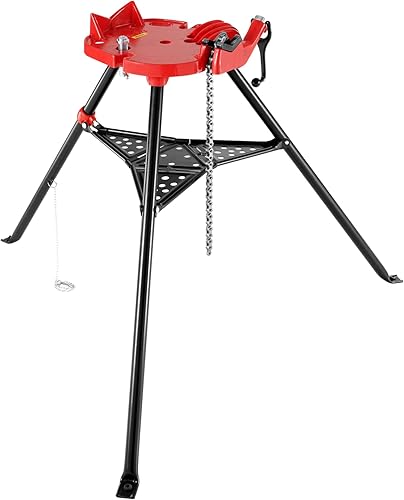 Mophorn Tornillo de cadena de tubo de trípode 460-6 de capacidad de 18-6 pulgadas soporte de tubería plegable portátil soportes de gato de tubo con